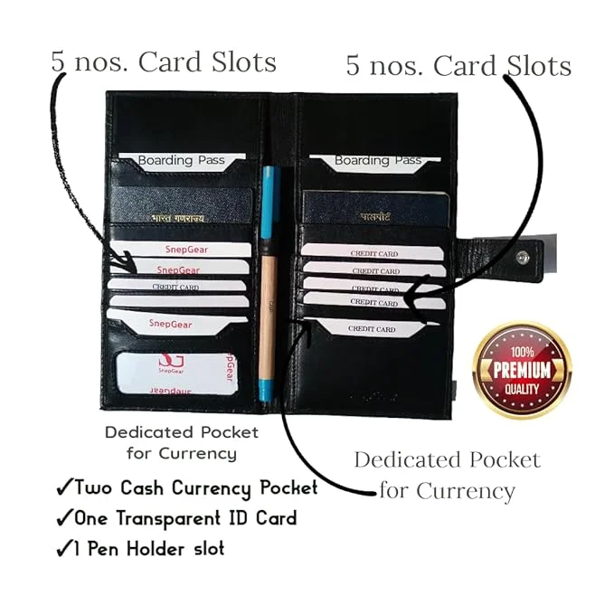 a black wallet with a pen and a pen inside