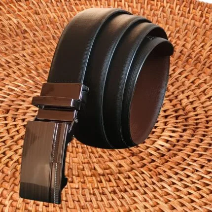 Italian Leather Reversible Belt for Men | Auto lock Buckle Premium Imported Buckle | Eco Cross Liner